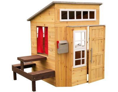 Cabane pour enfants avec table repas en bois