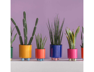 Cache-pot en métal Double Funky Large (Jaune, Bleu)