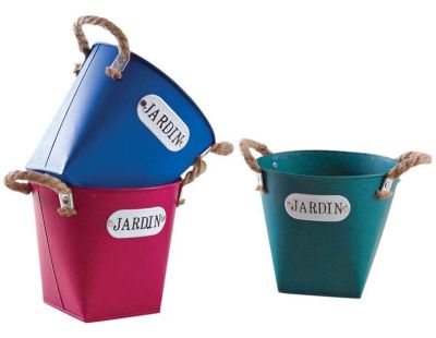 Cache pot en métal coloré 19 cm Jardin (Lot de 6)