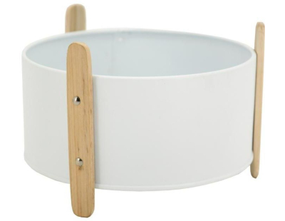 Cache-pot en métal laqué et bois (17,5 cm)