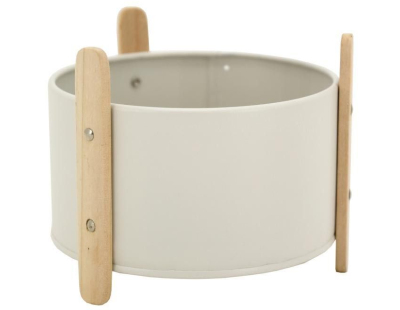 Cache-pot en métal laqué et bois (14.5 cm)