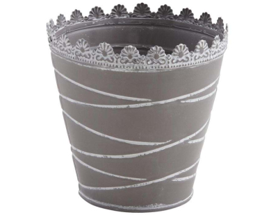 Cache-pot à rayures en métal laqué