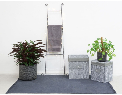 Cache pot rond en bambou patiné (Lot de 5) (Noir)