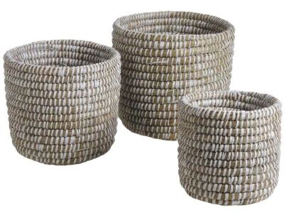 Cache pot rond en jonc de mer( Lot de 3)