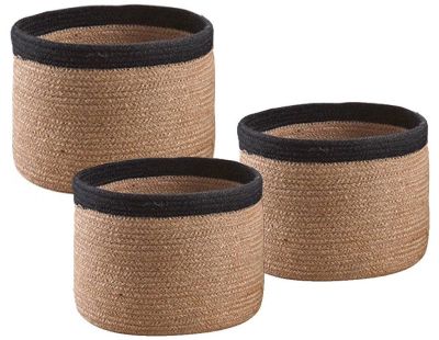 Cache-pot rond en jute (Lot de 3) (Naturel)