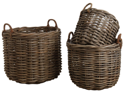 Cache-pot ronds en poelet gris (Lot de 3)