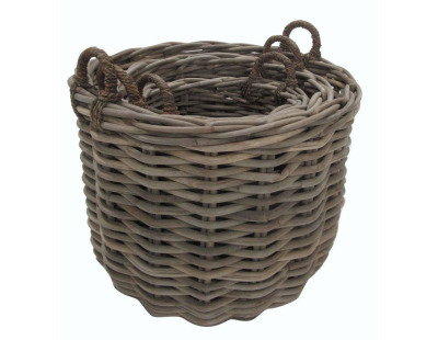 Cache-pot ronds en poelet gris (Lot de 3)