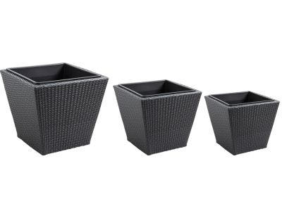 Cache-pots en résine tressée (lot de 3) (Carré)