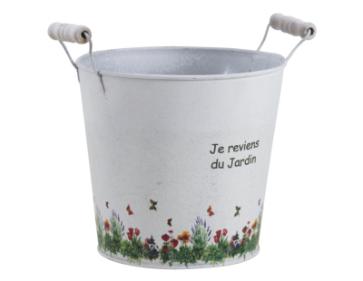 Cache pot zinc Je reviens du jardin