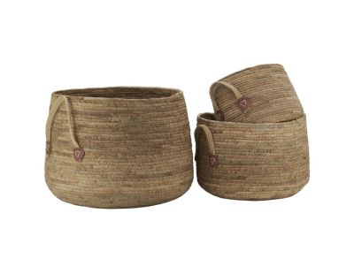 Cache-pots boules en abaca (lot de 3)