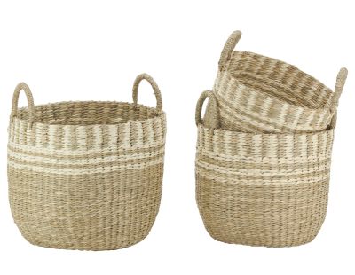 Cache-pots en jonc de mer naturel tressé (lot de 3)