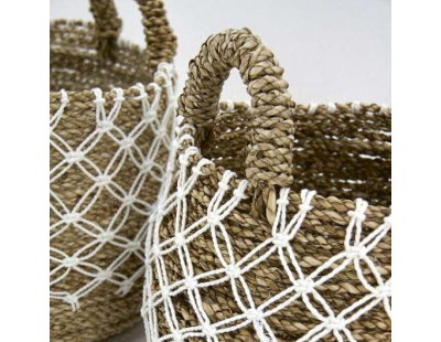 Cache-pots en jonc naturel et crochet (Lot de 2)