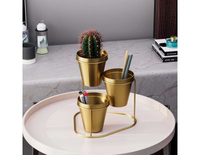Cache-pots en métal 3 pots Decorative (Doré)