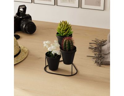 Cache-pots en métal 3 pots Decorative (Noir)