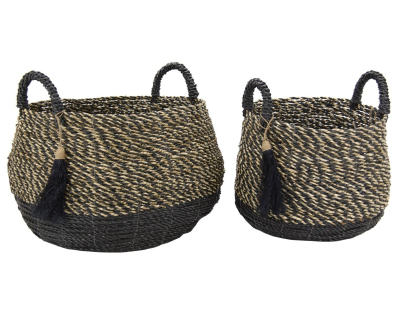 Cache-pots en raphia et en jonc (Lot de 2)