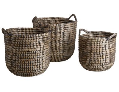 Cache-pots ronds en jonc (lot de 3)