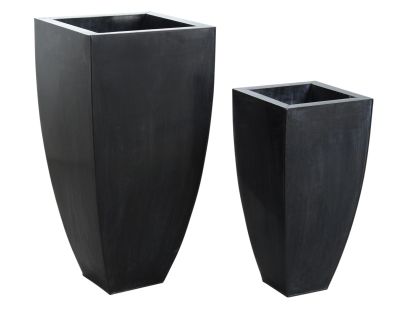 Cache-pots en zinc noir (lot de 2)