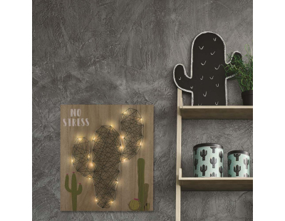 Cactus lumineux sur chassis en bois no stress 35 cm