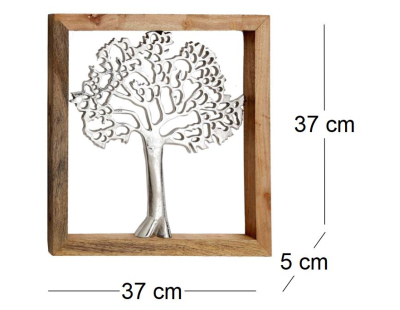 Cadre en bois et aluminium Arbre de vie 37 cm