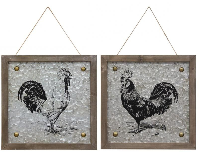 Cadre coq et métal et bois (Lot de 2) (Lot de 2)
