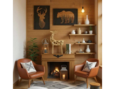Cadre en pin FORÊT (Cerf)