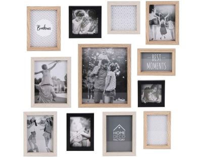 Cadres photos en bois Bonheur (Lot de 12)