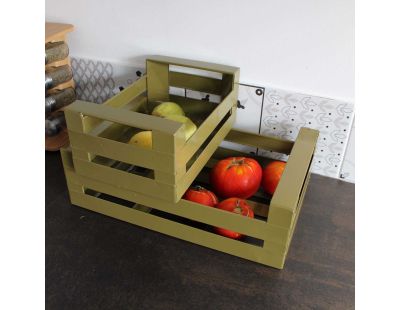 Cagette en métal coloré (Lot de 2) (Olive)