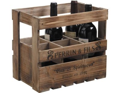 Caisse en bois vieilli 6 bouteilles Perrin et Fils