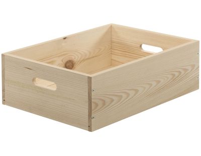 Caisse en bois brut de rangement (40 x 30 x 8 cm)