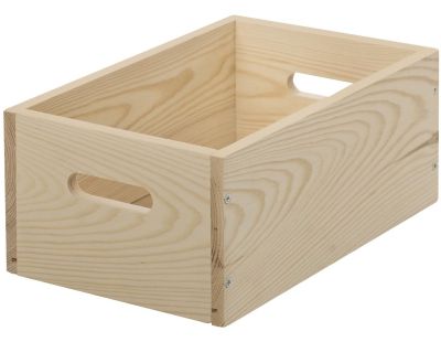 Caisse en bois brut de rangement (30 x 20 x 6 cm)