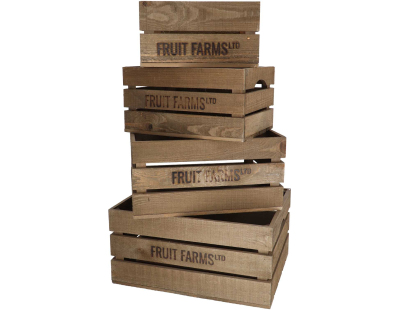 Caisse en bois de pin (Lot de 4)