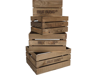 Caisse en bois de pin (Lot de 4)