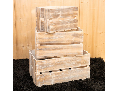 Caisse en bois vieilli (Lot de 3)