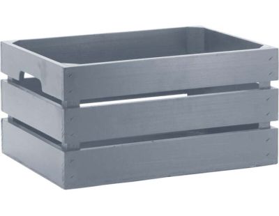 Caisse de rangement en pin grand modèle 46 x 31 x 25 cm (Gris)