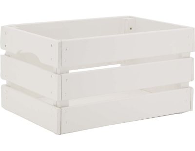 Caisse de rangement en pin grand modèle 46 x 31 x 25 cm (Blanc)