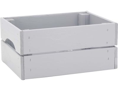 Caisse de rangement en pin petit modèle 31 x 23 x 15 cm (Gris)