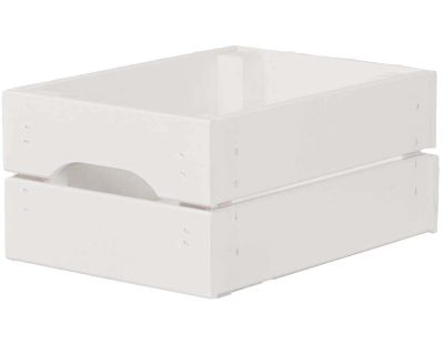 Caisse de rangement en pin petit modèle 31 x 23 x 15 cm (Blanc)