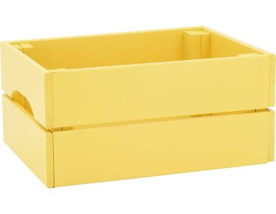 Caisse de rangement en pin petit modèle 31 x 23 x 15 cm (Jaune)