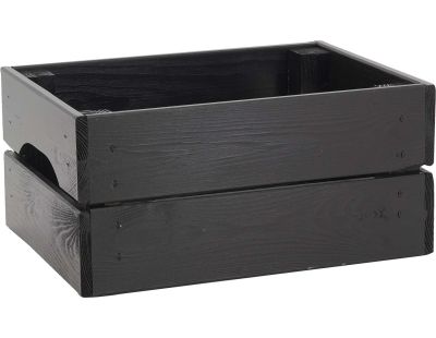 Caisse de rangement en pin petit modèle 31 x 25 15 cm (Noir)