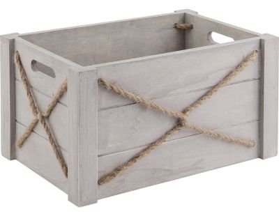 Caisse en bois patiné et corde (Lot de 3)