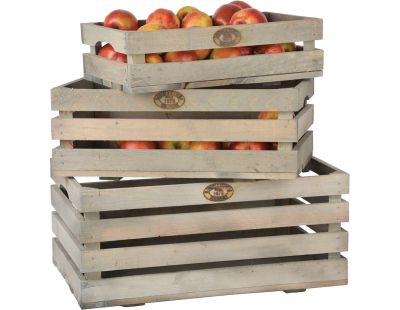 Caisses à fruits en pin (Lot de 3)