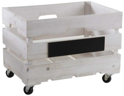 Caisses de rangement en bois blanchi (Lot de 2)