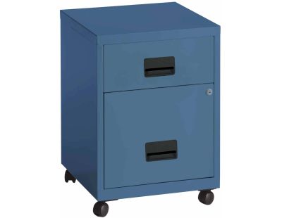 Caisson de rangement en acier 2 tiroirs (Bleu)