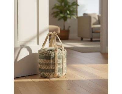 Cale-porte en coton et jute gris (Gris)