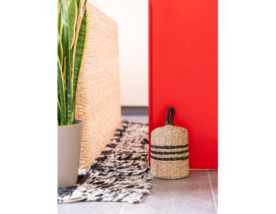 Cale porte en jonc naturel et noir