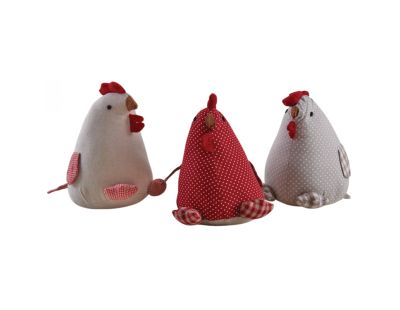Cale-porte poule en coton et lin (Lot de 3 - modèles assortis )
