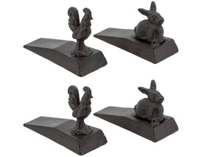 Cale-portes en fonte coq et lapin (Lot de 4)