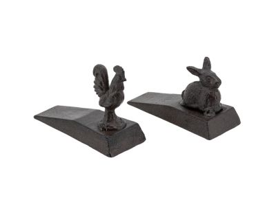 Cale-portes en fonte coq et lapin (Lot de 2)