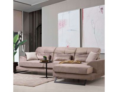 Canapé d'angle en tissu beige Frido angle droit