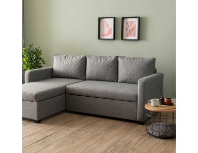 Canapé d'angle convertible avec rangement Kado (Gris clair)